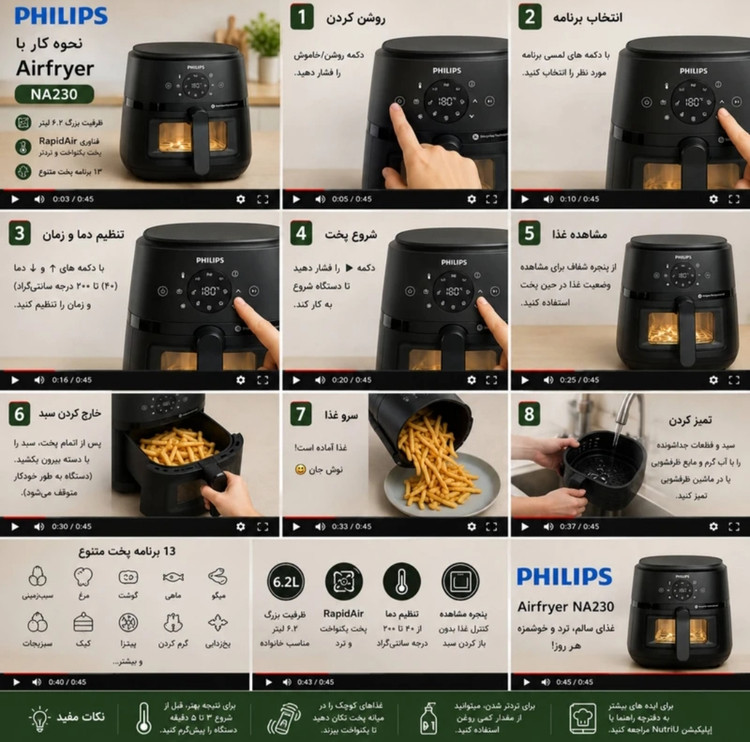 سرخ کن بدون روغن فیلیپس اصلی مدل NA230