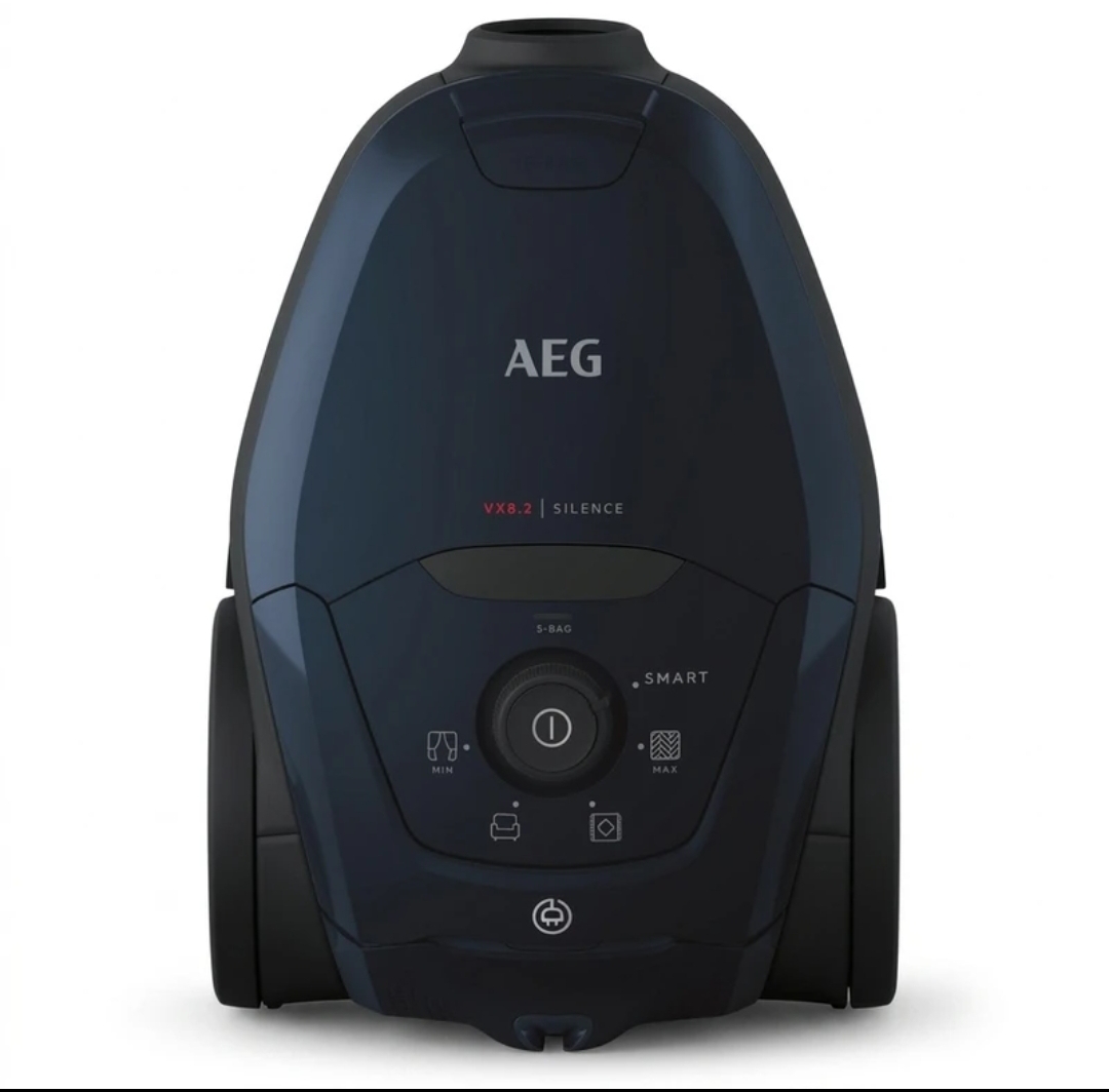جارو برقی کیسه دار آ ا گ مدل Vx82 _1_2St توان 2200 وات فیلتر HEPA  13 قابل شستشو سیستم Smart Morde تنظیم خودکار مکش صدای 57 دسی بل ، مخزن 3.5 لیتر سیم جمع کن خودکار و شعاع کارکرد  12 متر